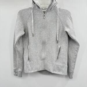 Lululemon Morning Restore Full Zip Hoodie Jacket Sz 2 Heather Gray Yoga Pockets